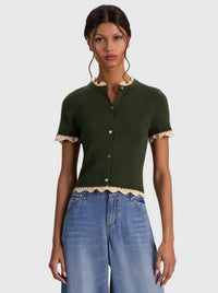 Alice + Olivia - Ciara Lace Trim Cardigan