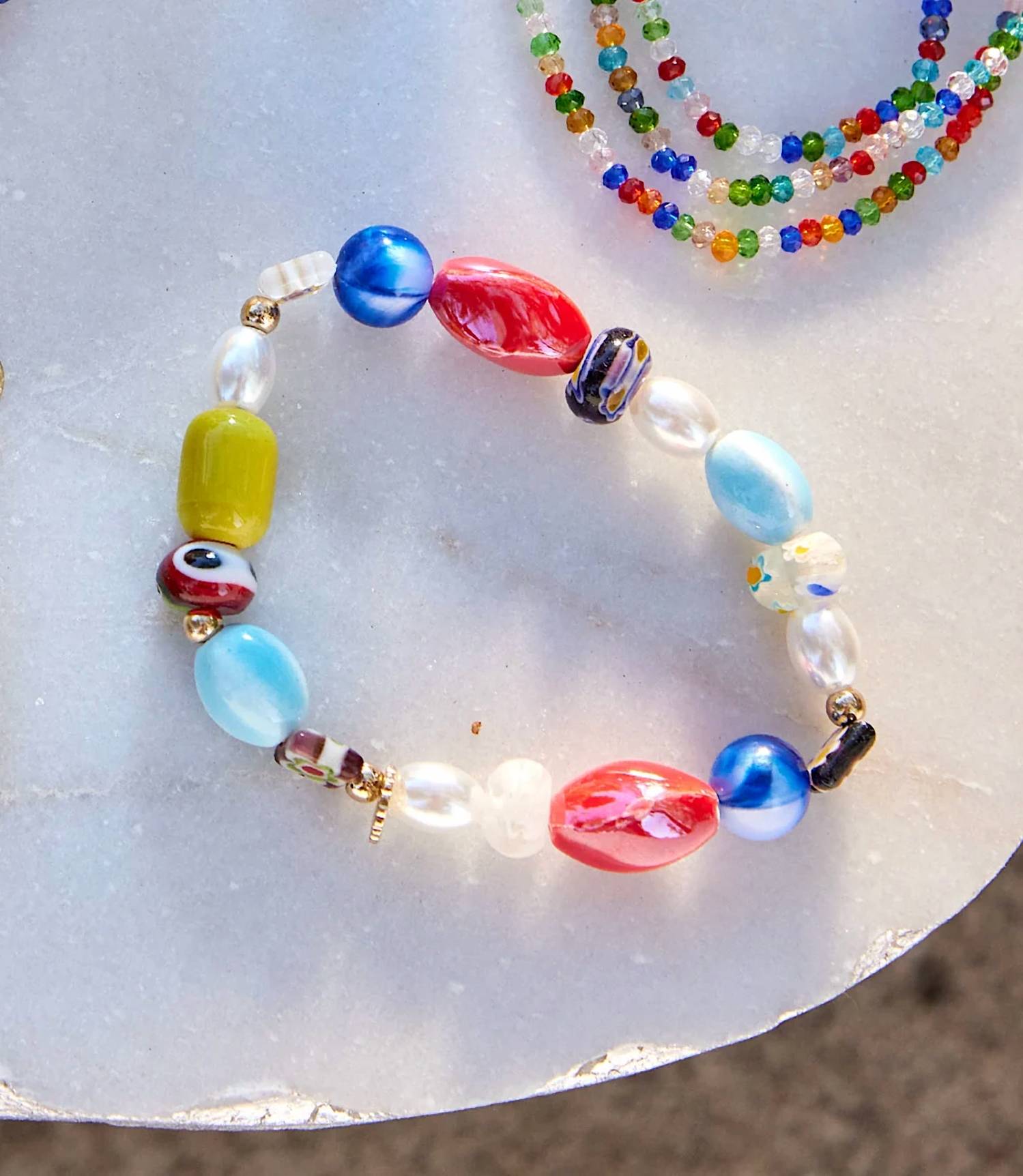 Marlyn Schiff - Women's Mixed Bead Stretch Bracelet