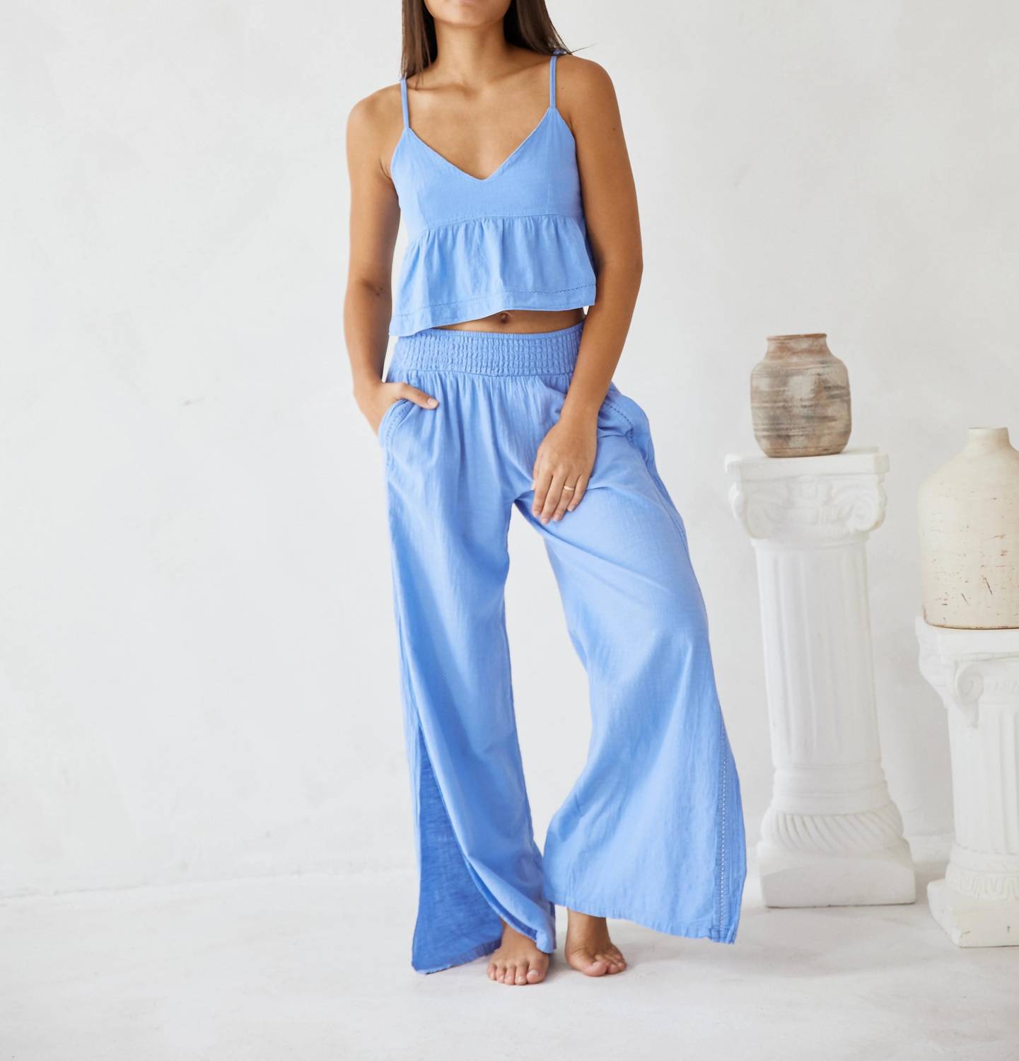 Blanco By Nature - Aria Crochet Trim Pants