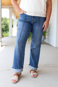 Judy Blue Modern Seam Straight Leg Jeans in blue - women's jeans