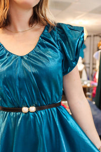 Sincerely Ours Alexandra Party Mini Dress in teal - women's dress - detail view