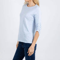 Elliott Lauren - Crissy Crew Neck Ruched Sleeve Tee