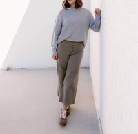 Easel - Penny Button Front Wide Leg Pant
