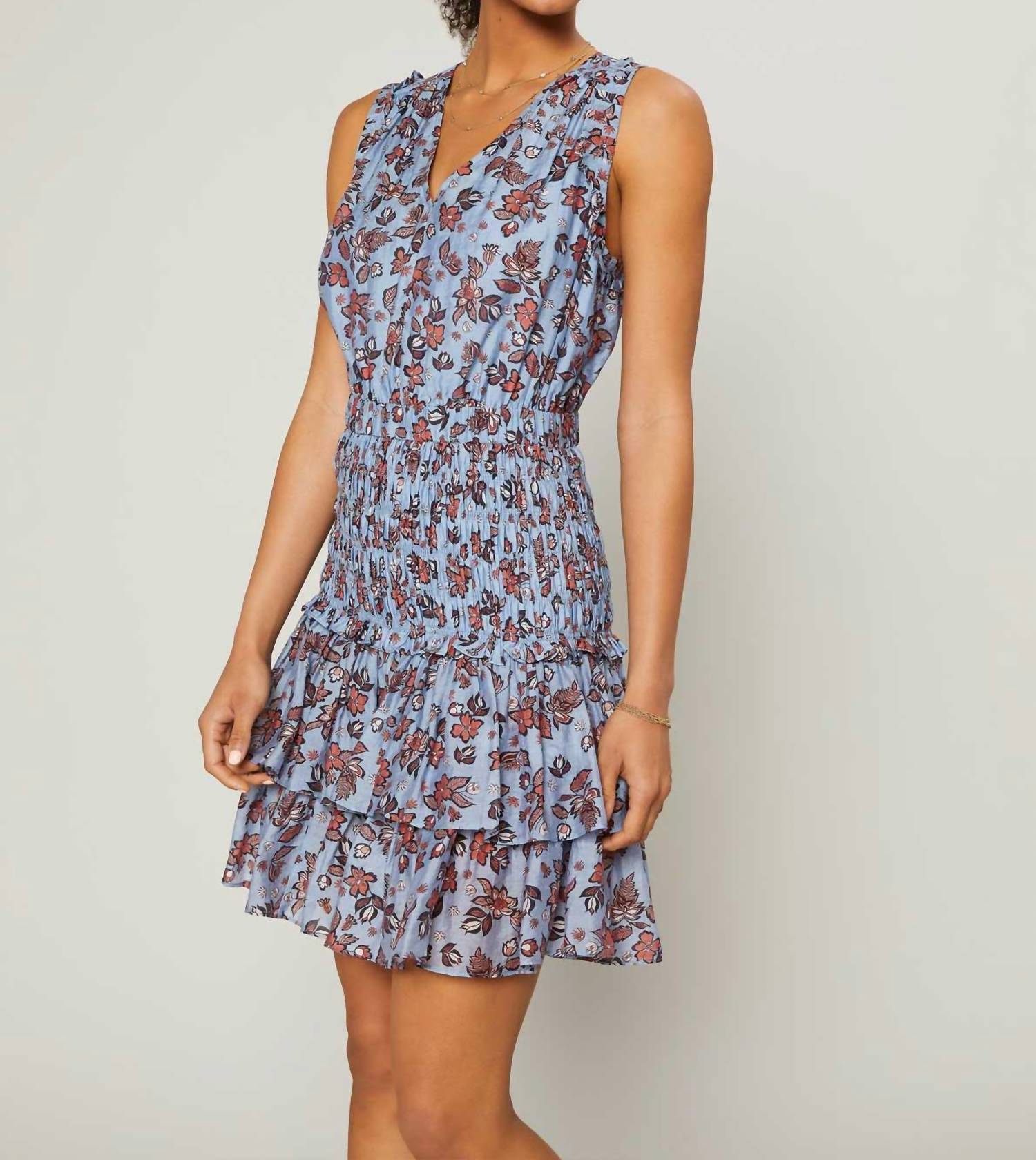 Current Air - Sleeveless V-neck Tiered Mini Dress