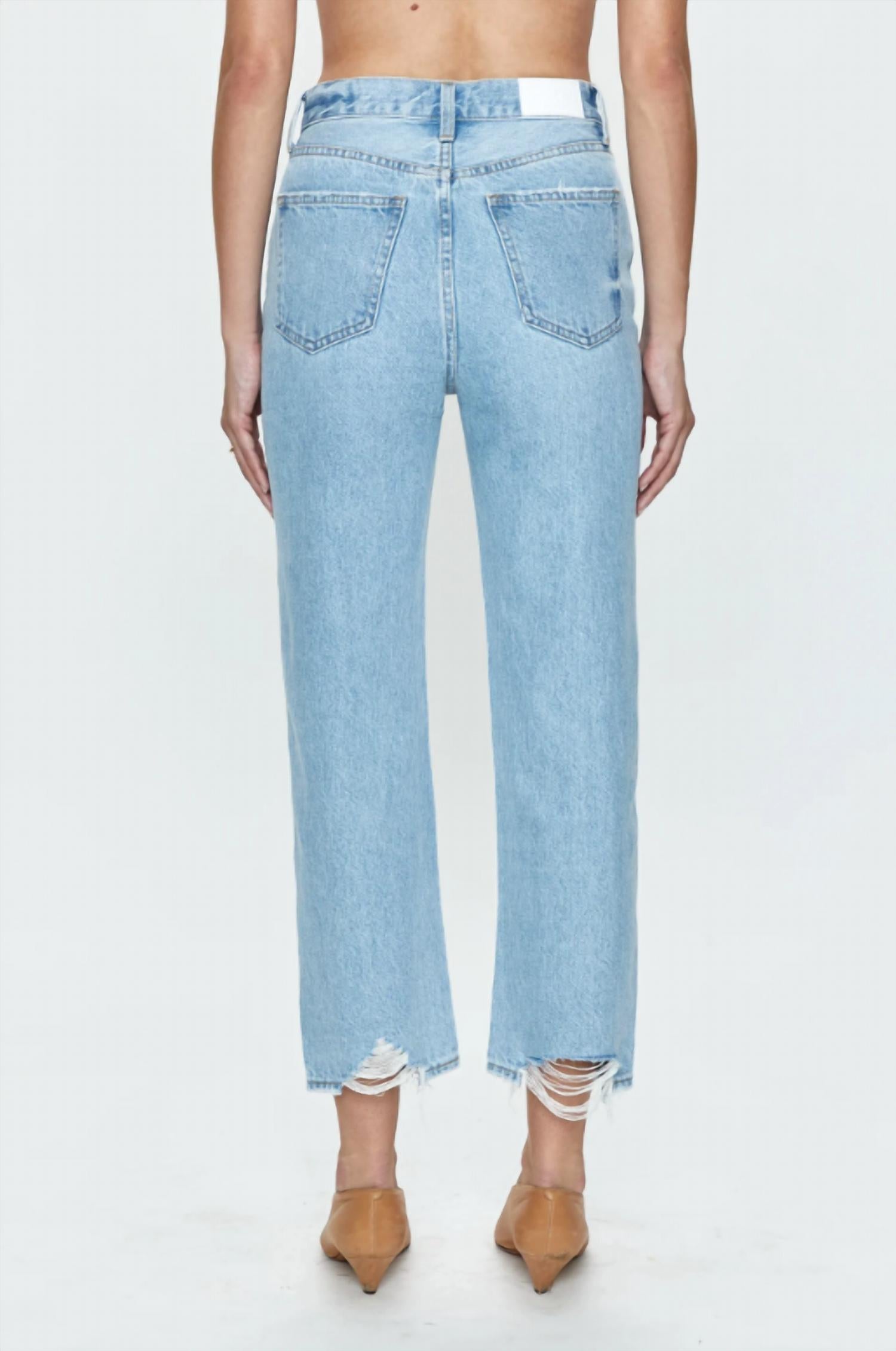 PISTOLA Cassie Super High Rise Straight Cropped Jeans in radiant vintage - women's jeans - detail view