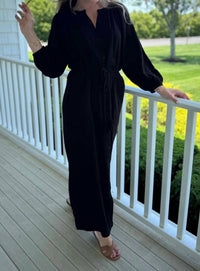 Bobi - Poet Sleeve Button Up Maxi Kaftan Dress