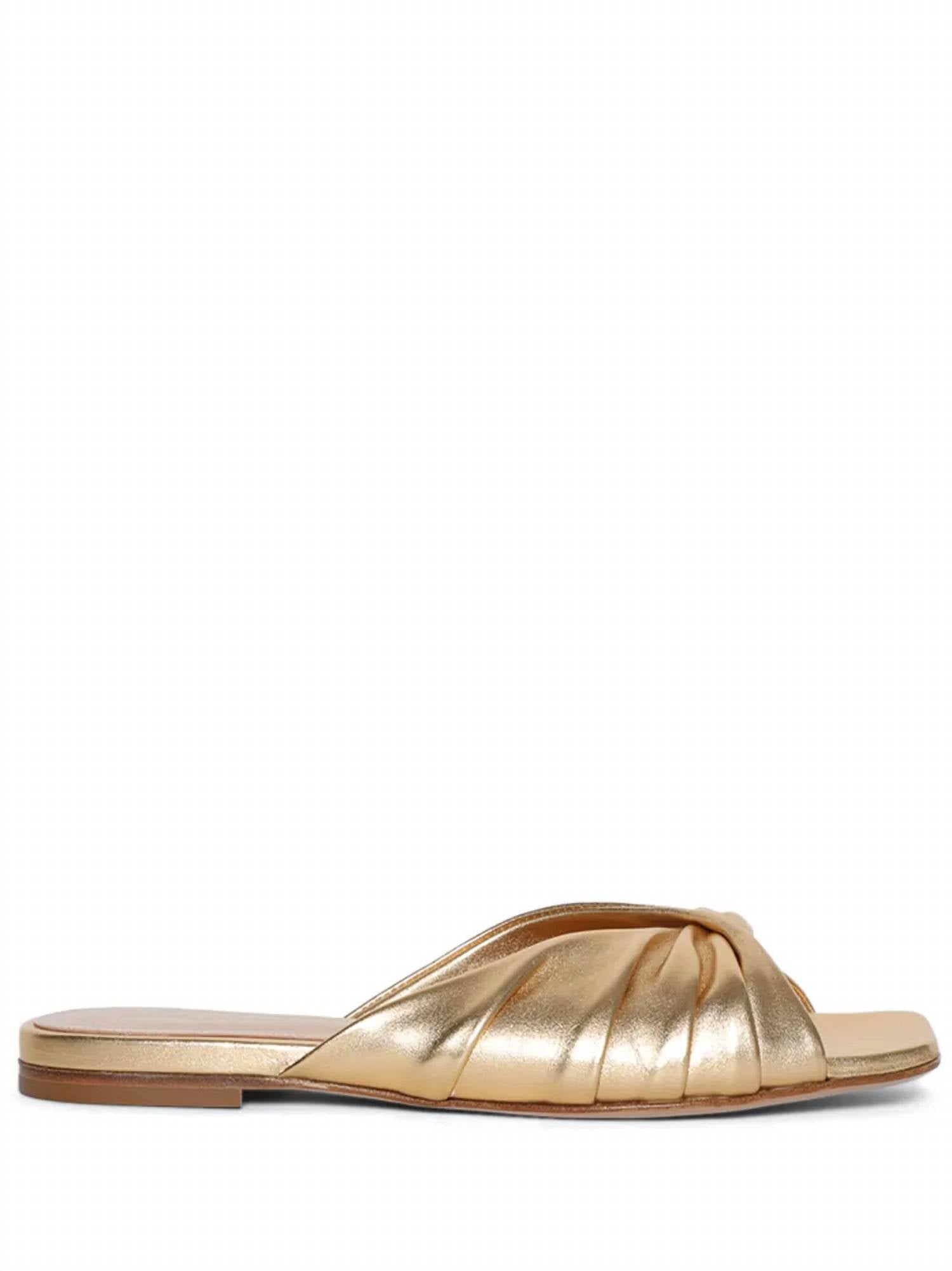 Gianvito Rossi - Women's Draped Metallic Nappa Silk Flat Mules