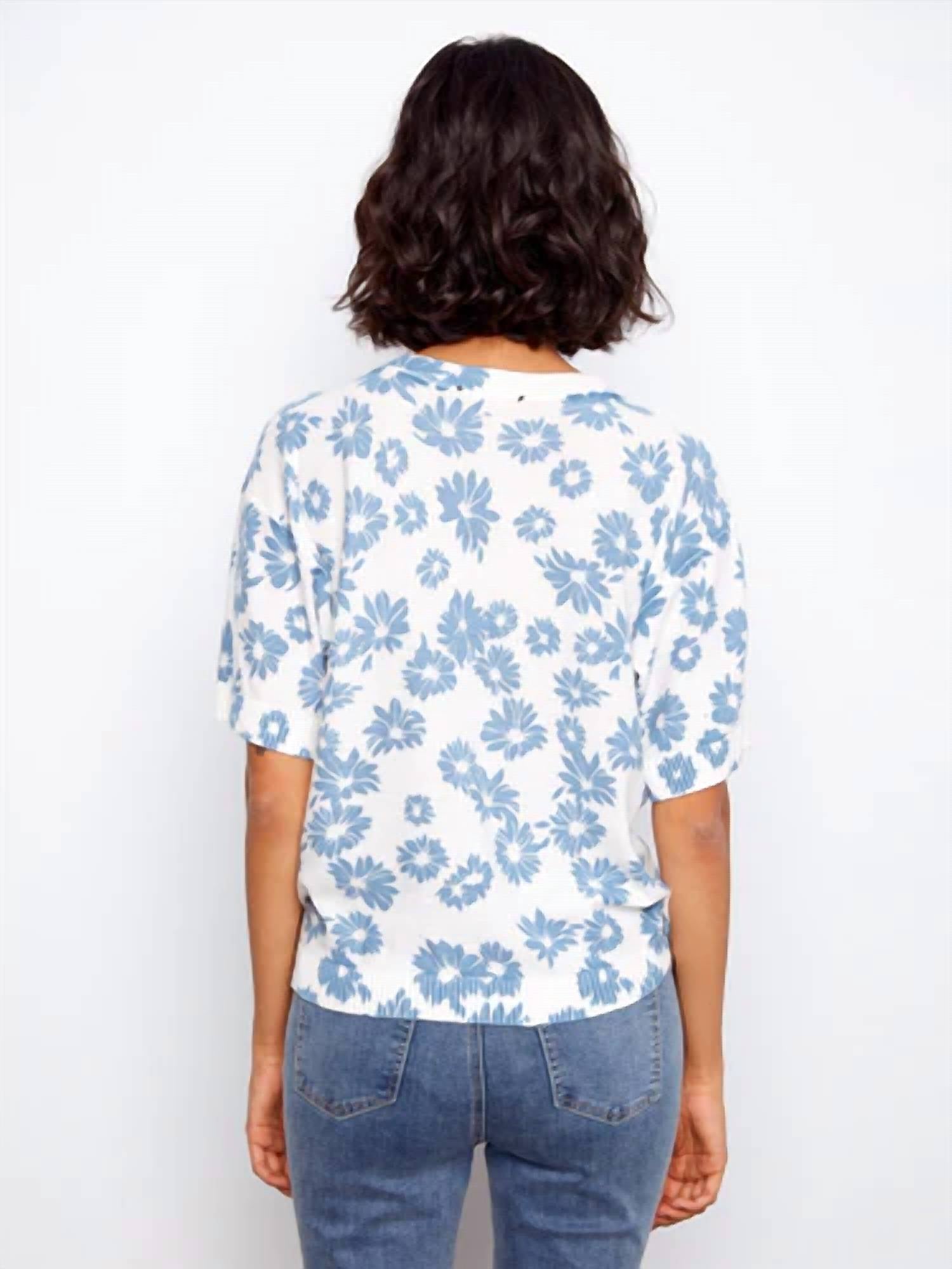 Charlie B - Reversible Short Sleeve Printed Sweater