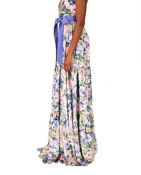 Badgley Mischka - Sleeveless Floral Butterfly Belted Gown