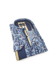 Eight X - Long Sleeve Jacquard Button Down Shirt With Paisley Flocking