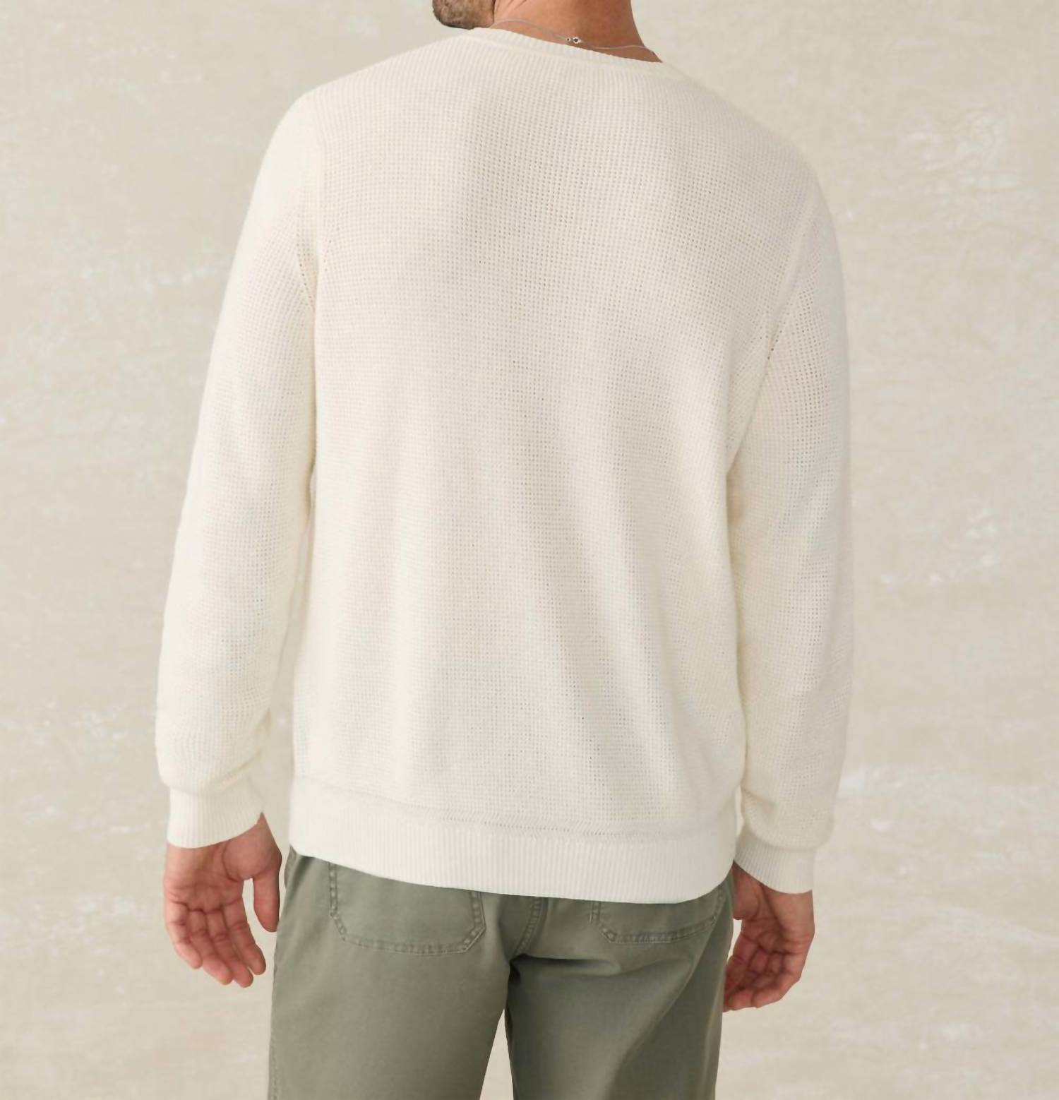 Faherty Sunwashed Crew Neck Sweater in white shell - men's sweater - alternate view