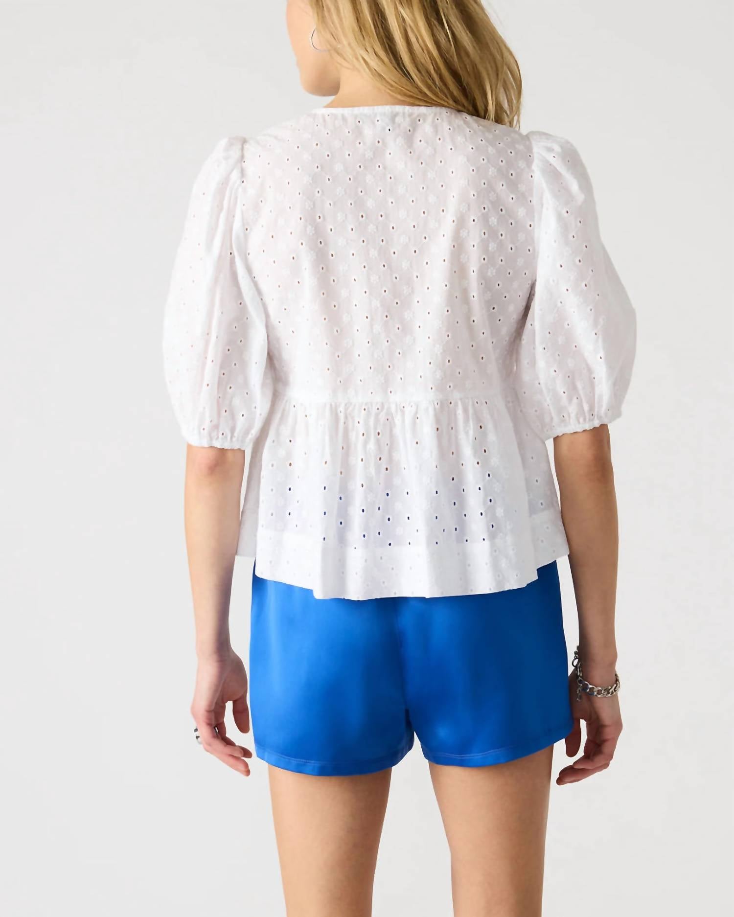 STEVE MADDEN Paula Tie Top in white - women's blouse - detail view