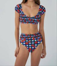 Hutch - Marin Smocked Puff Sleeve Bikini Top