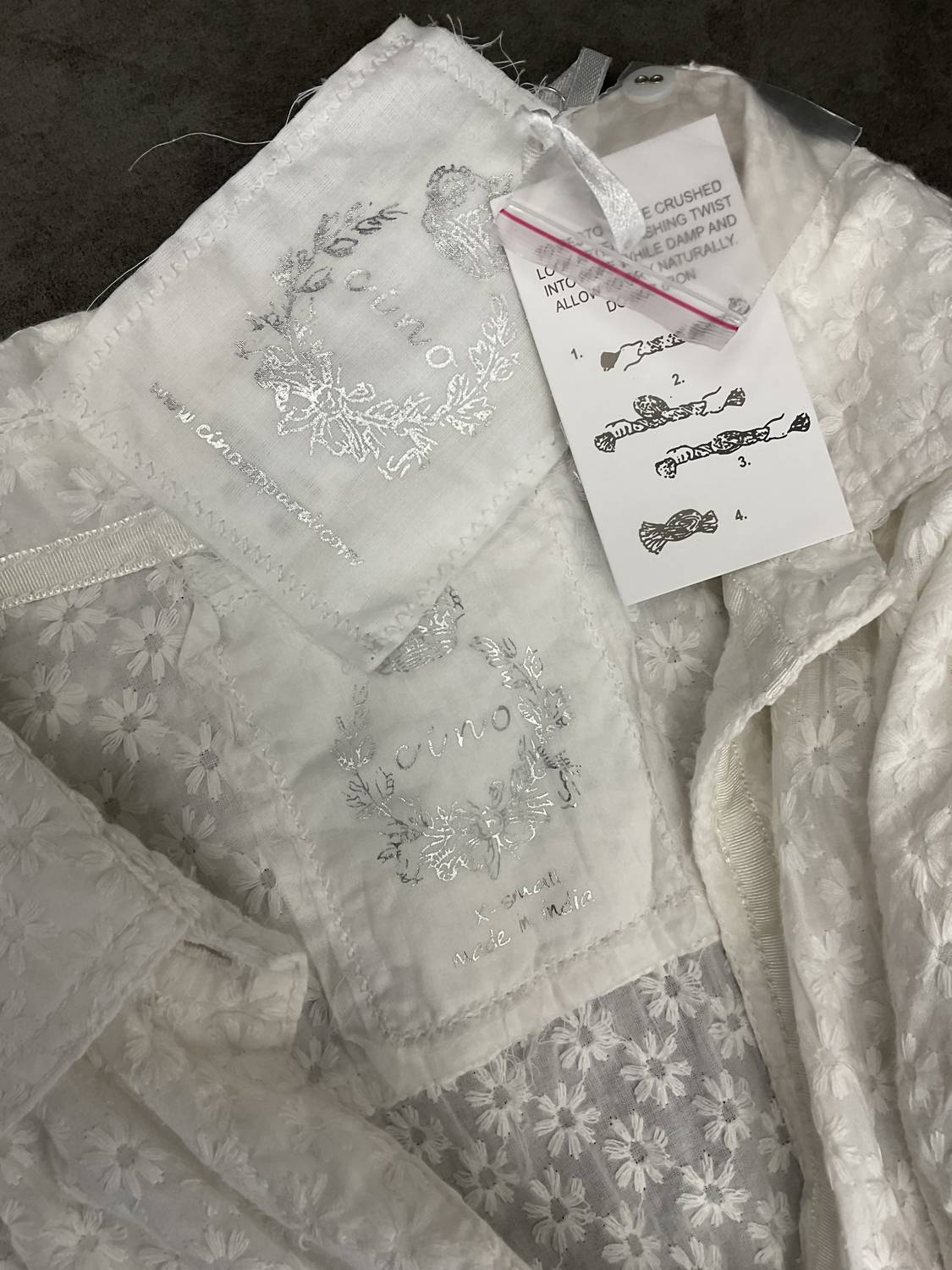 Cino - WHITE EMBROIDERED COTTON SHIRT