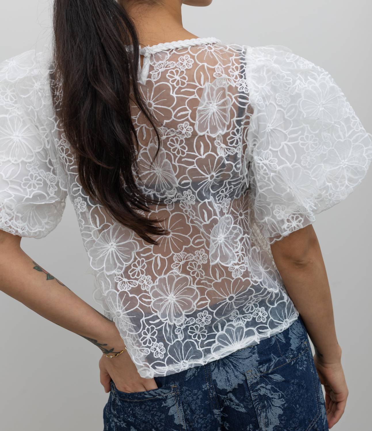 Collective - Floral Embroidered Organza Blouse