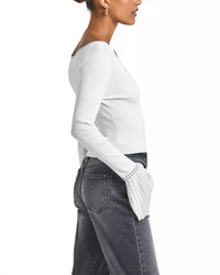 Derek Lam 10 Crosby Calliope Rib Knit Top in blanc de blanc - women's long sleeve top - alternate view