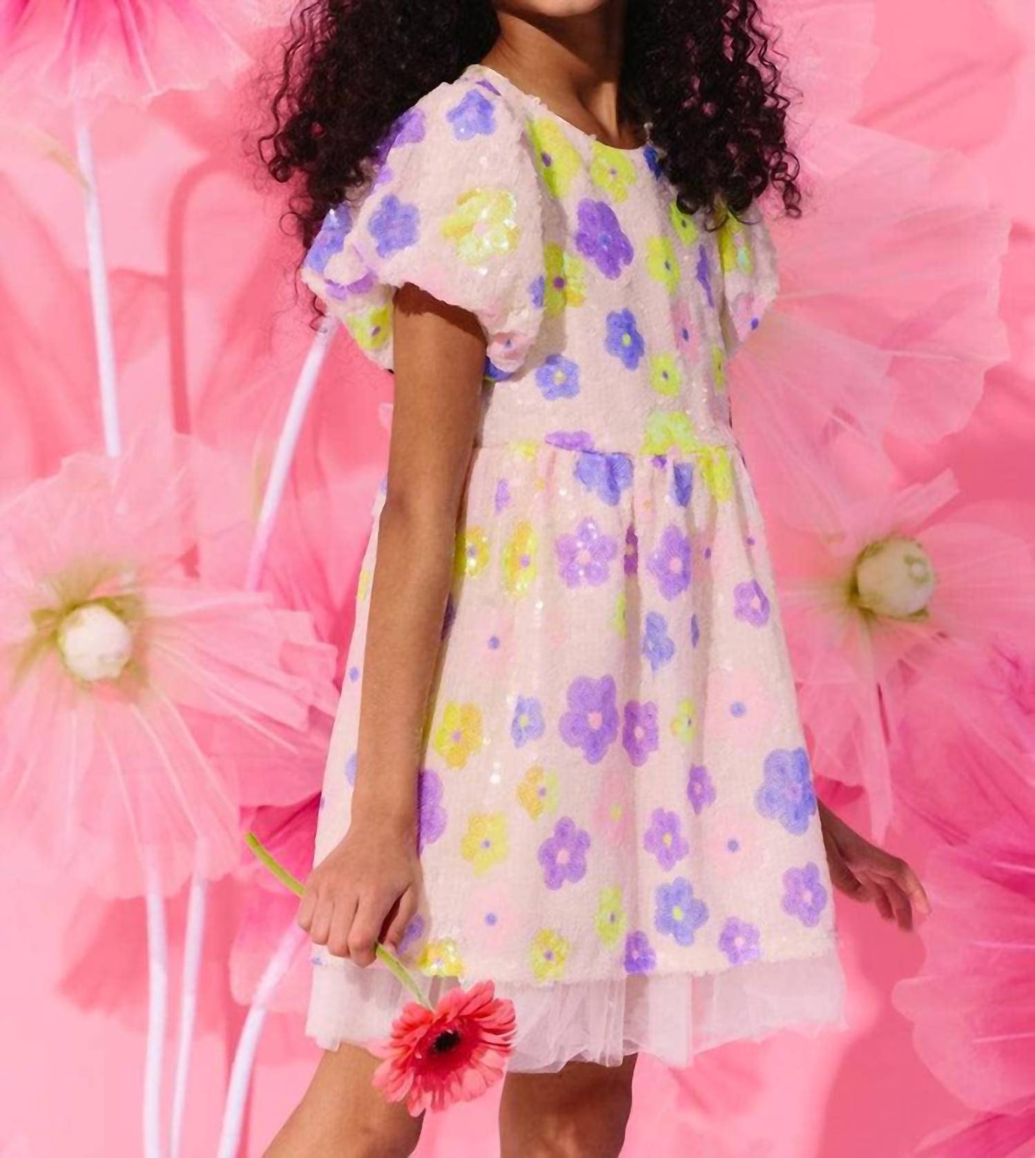 Lola + The Boys - Girls Daisy Sequin Dress