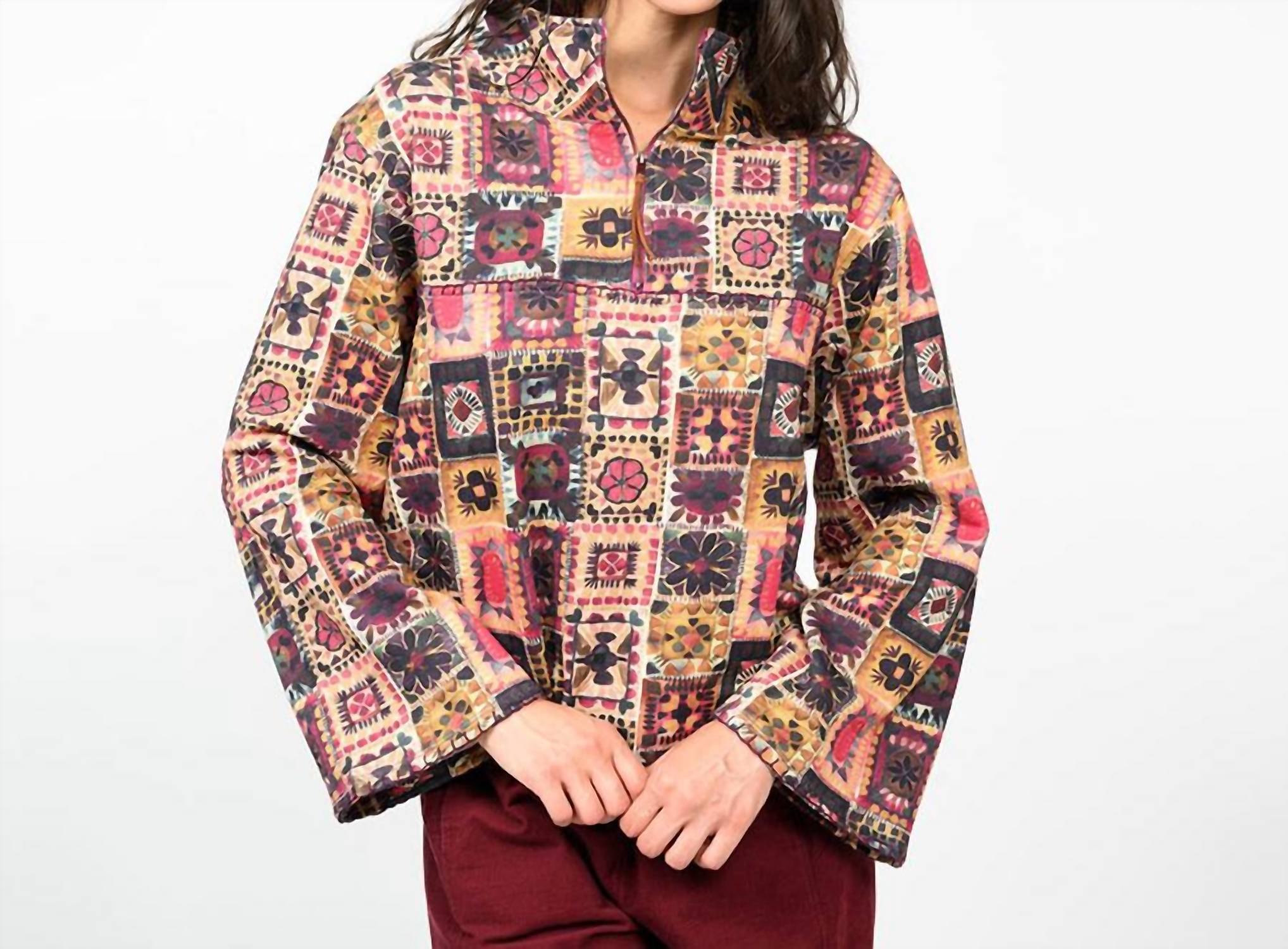 Ivy Jane - Crochet Printed Half Zip Jacket