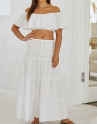 Blanco By Nature - Flowy Long Drawstring Maxi Skirt