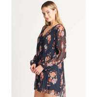 Dex - FLORAL PLEATED A-LINE DRESS