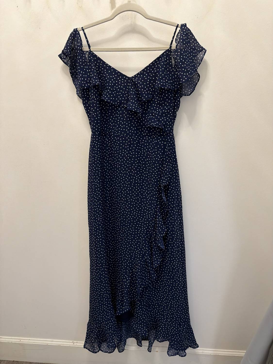 Maggy London - Cold Shoulder Ruffle Wrap Maxi Dress