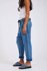 ONE TEASPOON Outcasts Low Waist Drop Crotch Harem Denim Jeans in bright blue - women's jeans - alternate view