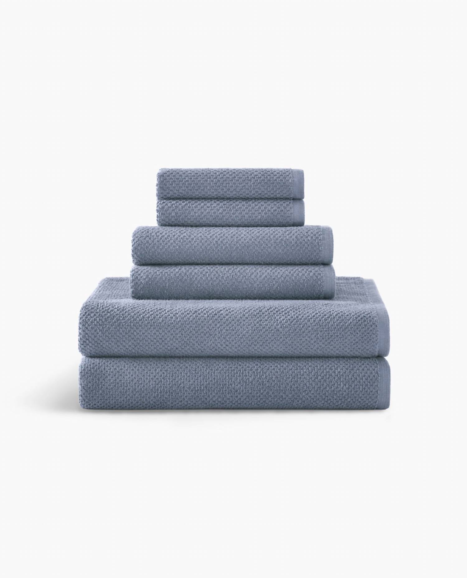 Under The Canopy - Textured Organic Cotton 6-piece Bath Towel Set