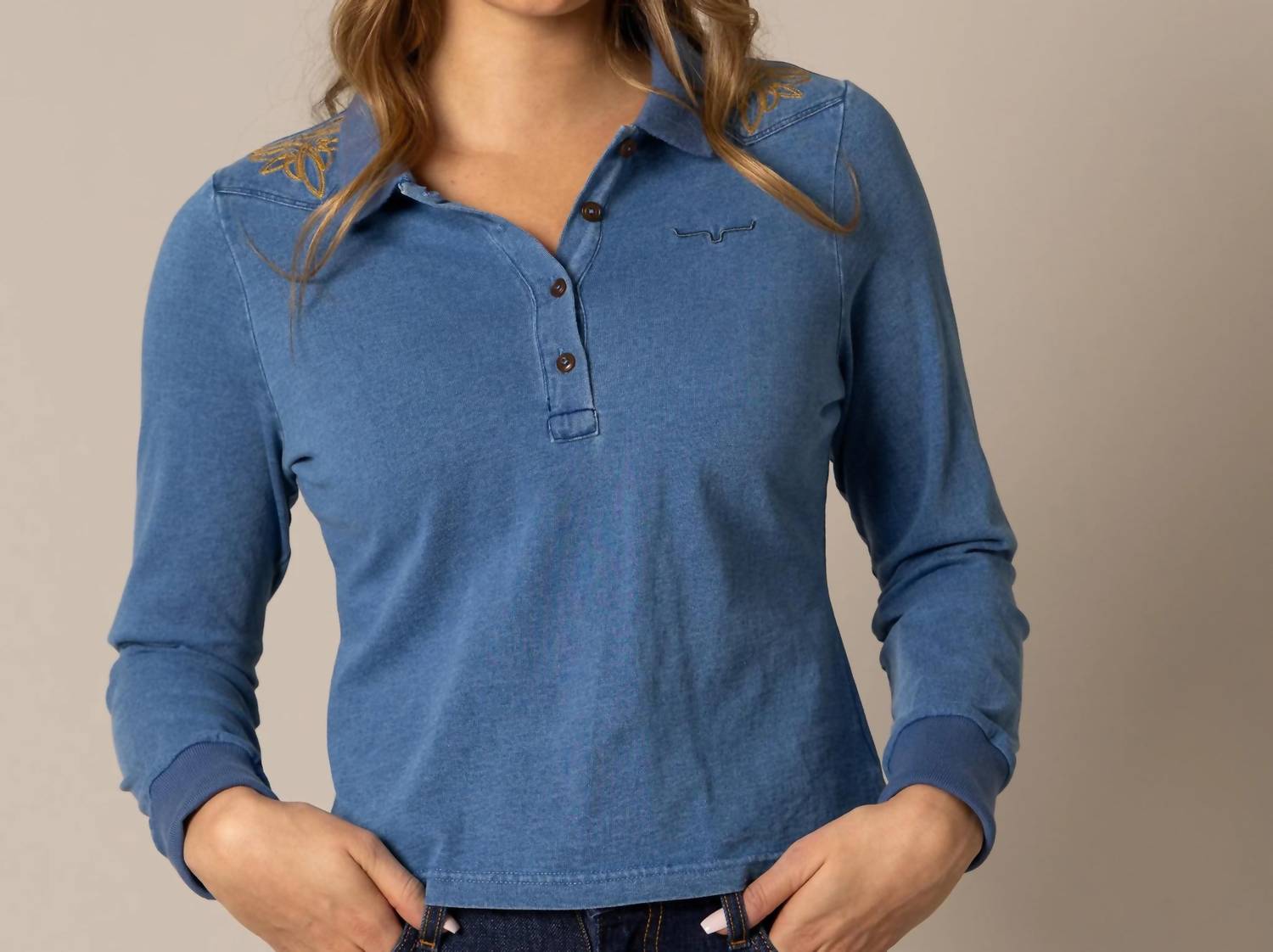 Kimes Ranch - Bluebell Long Sleeve Polo Shirt