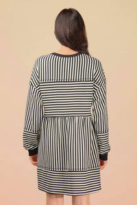 Very J - Oversized Striped Casual Knit Mini Dress