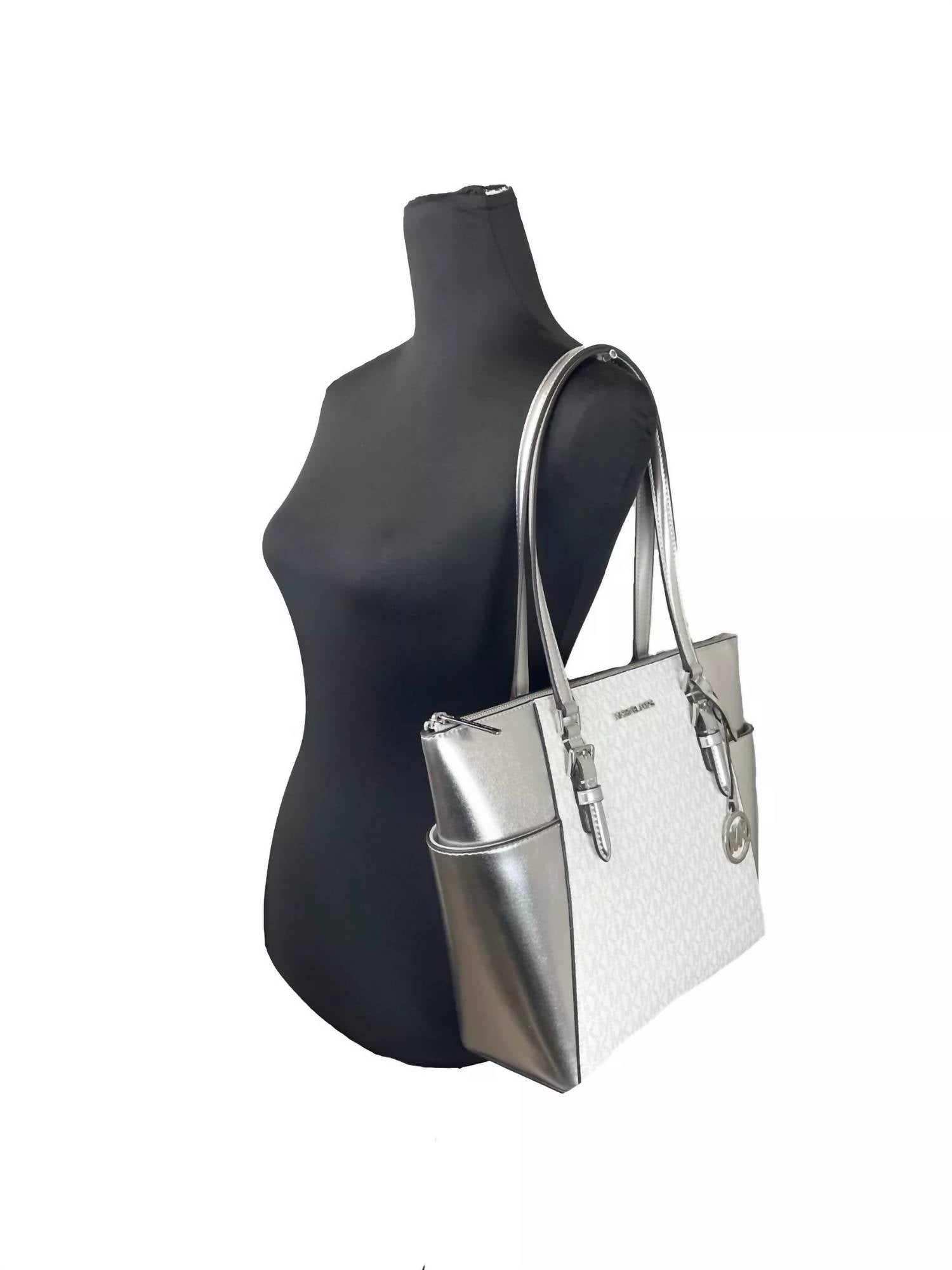 Michael Kors - Women's Charlotte Leather Top Zip Tote Bag Purse Large
