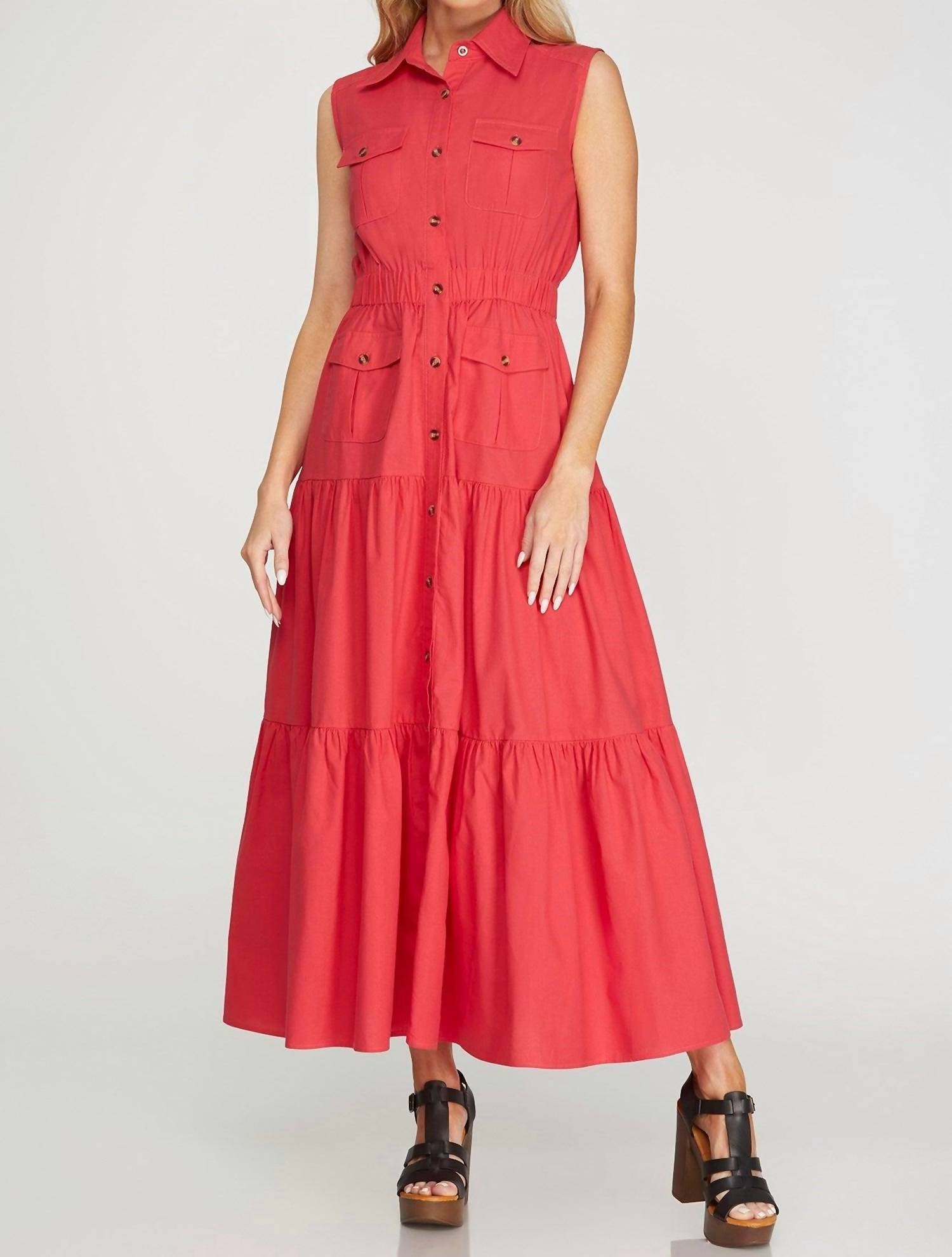 SHE + SKY Safari Maxi Dress in scarlet - women's dress