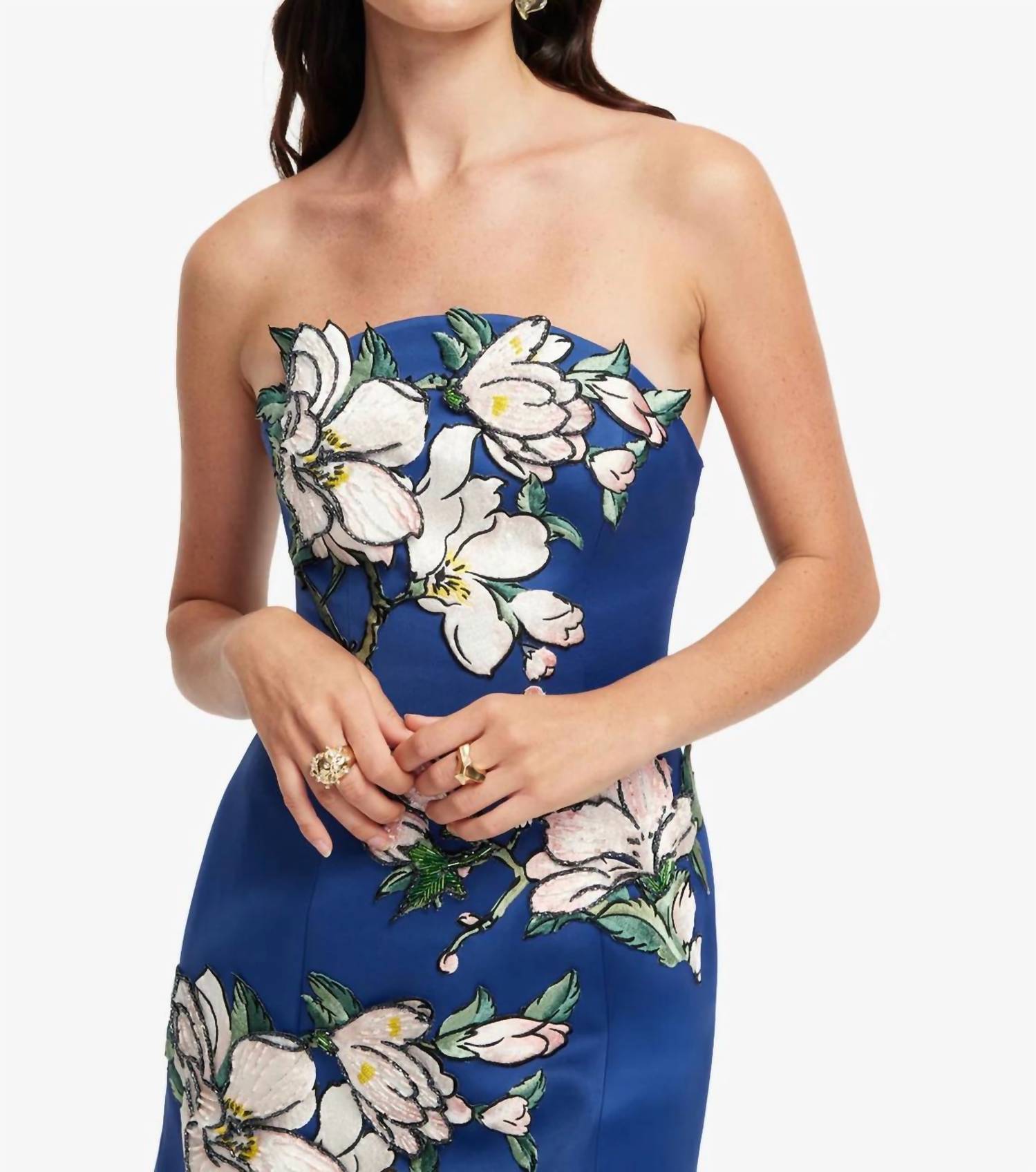 Leo Lin - Zaria Appliqué Floral Bustier Mini Dress