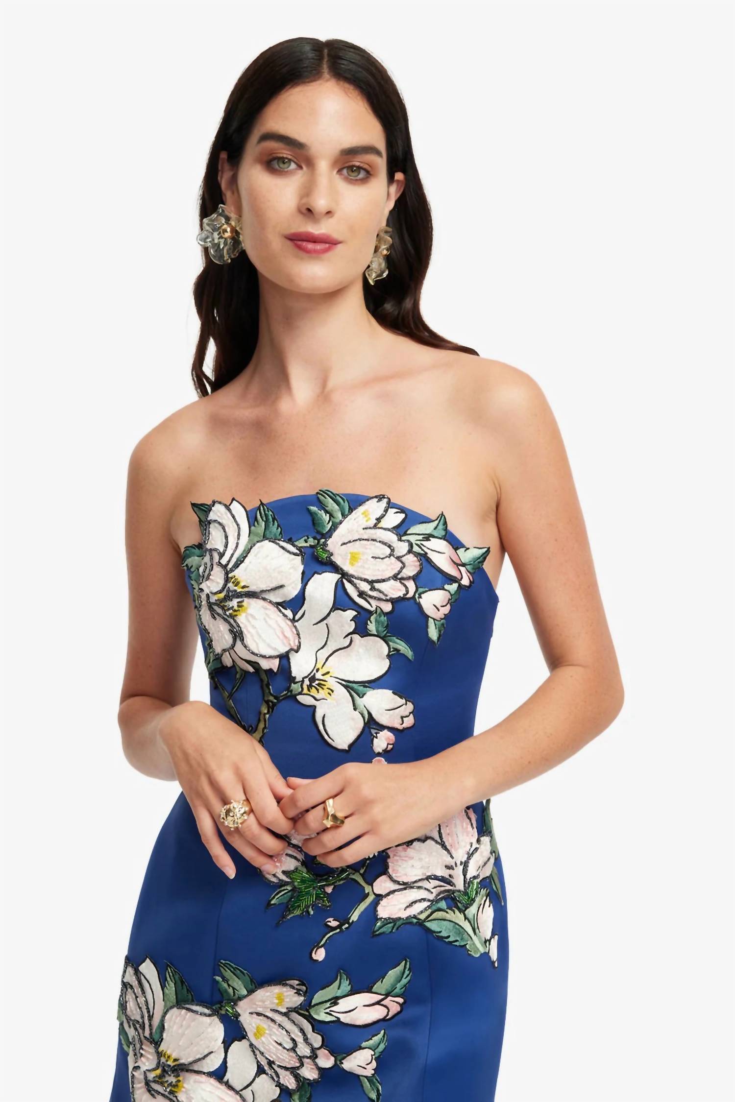 Leo Lin - Zaria Appliqué Floral Bustier Mini Dress