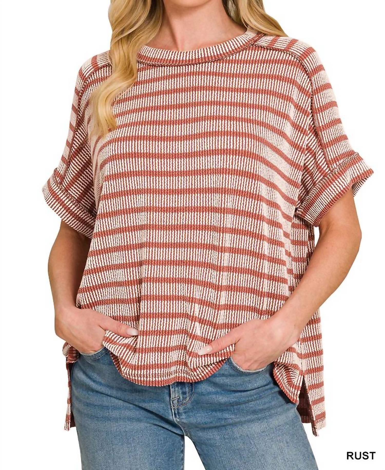 Zenana - Hi-low Hem Relaxed Fit Knit Top