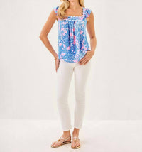 Lilly Pulitzer Gyah Sleeveless Top in blue 1 - women's blouse - alternate view