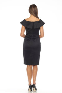 Joseph Ribkoff - Off-shoulder Pleated Faux Wrap Sheath Dress