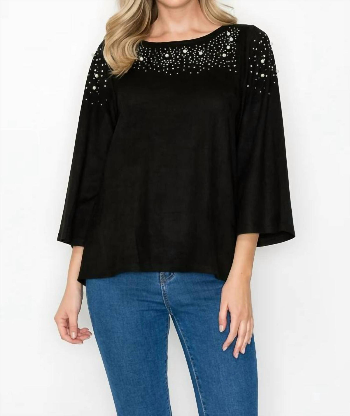 Joh - Annie Suede Top With Studs And Pearls