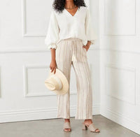 Karen Kane - Marlowe Metallic Stripe Drawstring Ankle Pants
