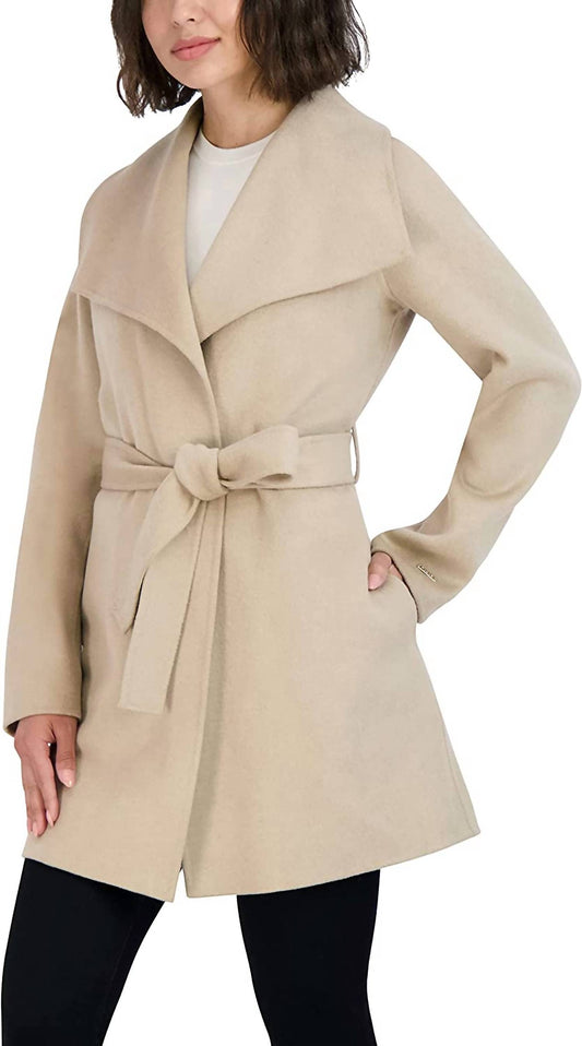 Womens Ella Jacket Wool Wrap Coat with Tie Belt