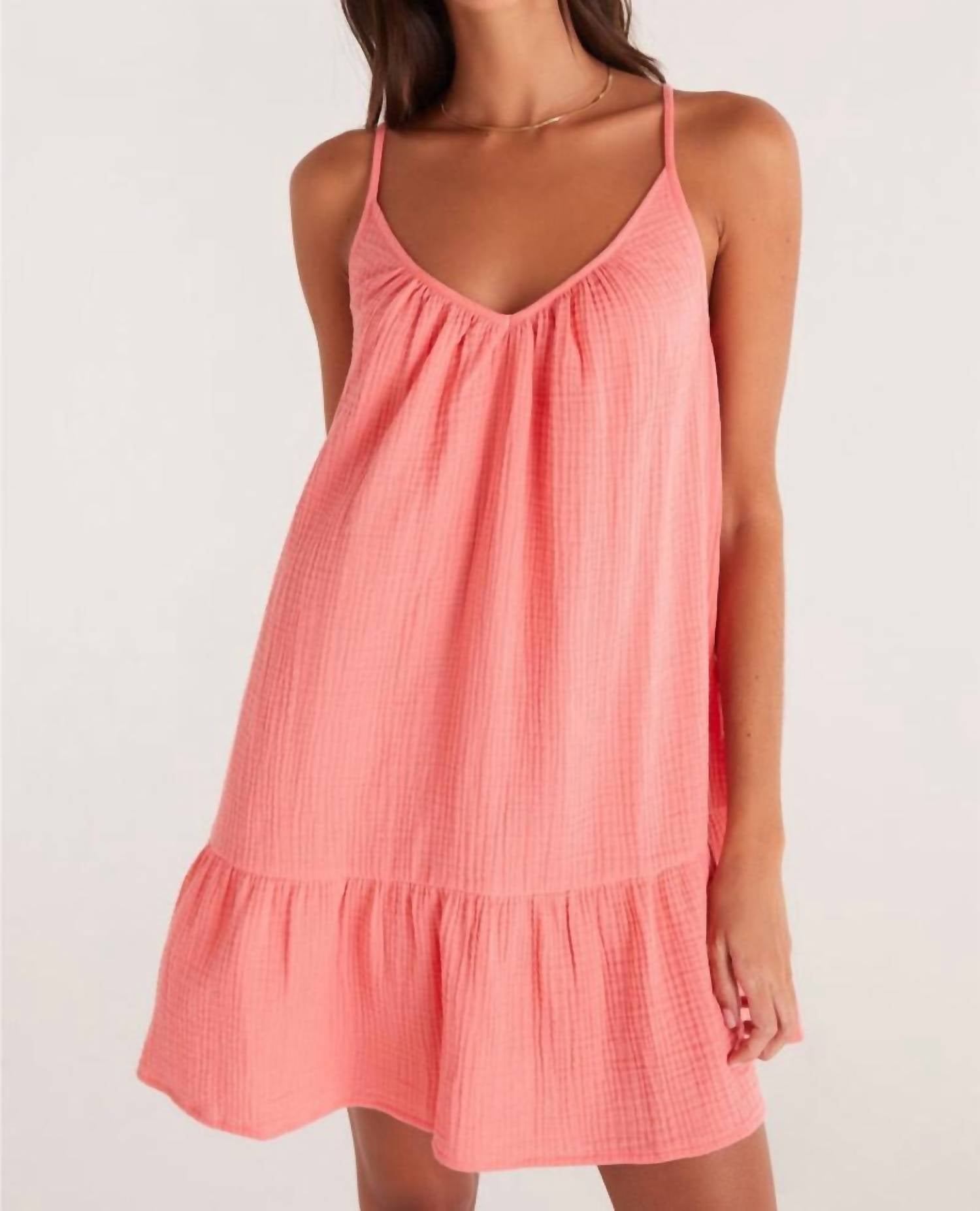 Z Supply Women's Amalia Gauze Mini Dress in papaya glow - women's dress