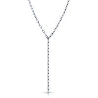 eklexic Women's Medium Link Lariat Necklace in silver - women's jewelry