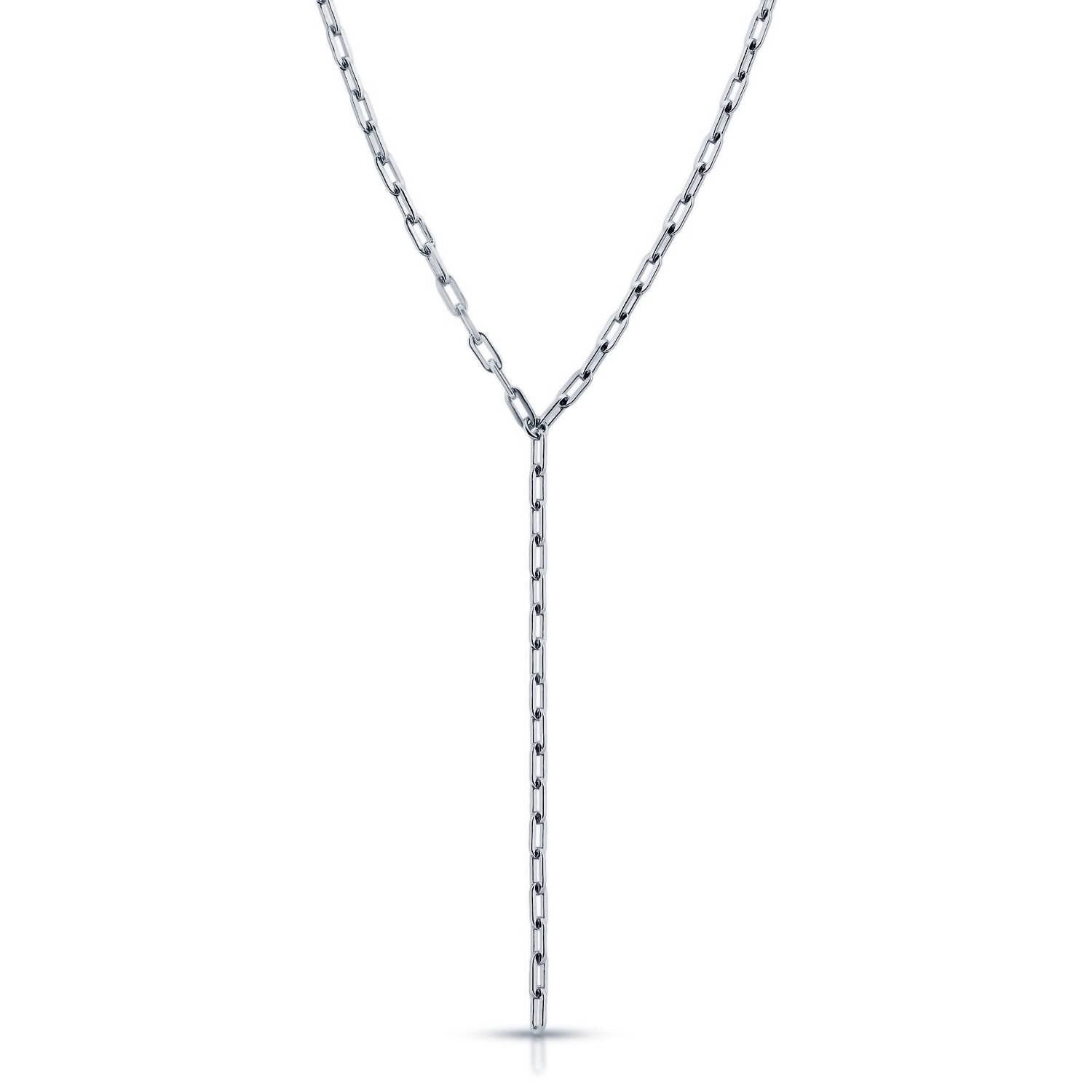 eklexic Women's Medium Link Lariat Necklace in silver - women's jewelry