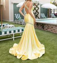 Rachel Allan Crystal-beaded Straps Dress in yellow - women's dress - detail view