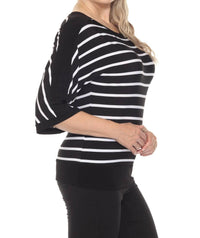 Joseph Ribkoff - Striped 3/4 Sleeve Boat Neck Top