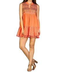 Velzera - Lace Fringe Embroidered Sleeveless Tunic