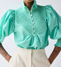 Hope For Flowers - Smocked Tailored Collar Shirt