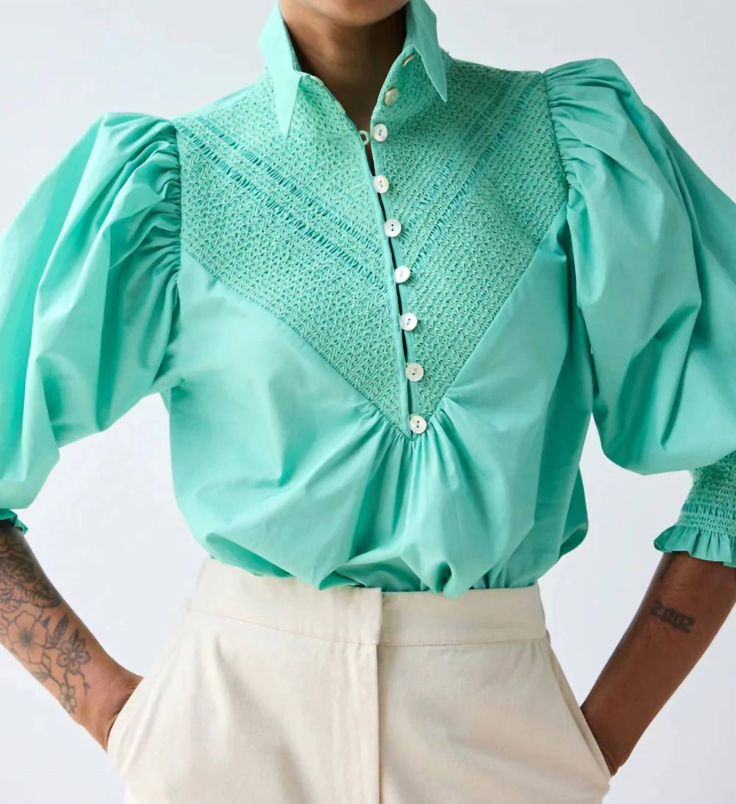 Hope For Flowers - Smocked Tailored Collar Shirt
