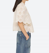 SEA Lainey Puff Sleeves Top in cream - women's blouse - detail view