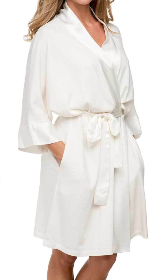 Shala Knit Robe With Pockets And Satin Trim