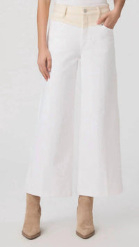 Paige - Harper High Rise Ankle With Contrast Raw Wide Leg Jeans